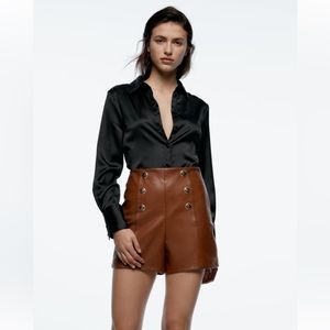 ⭐️ 2 for $30 ⭐️ Zara Brown Faux Leather Short - Small - NWOT